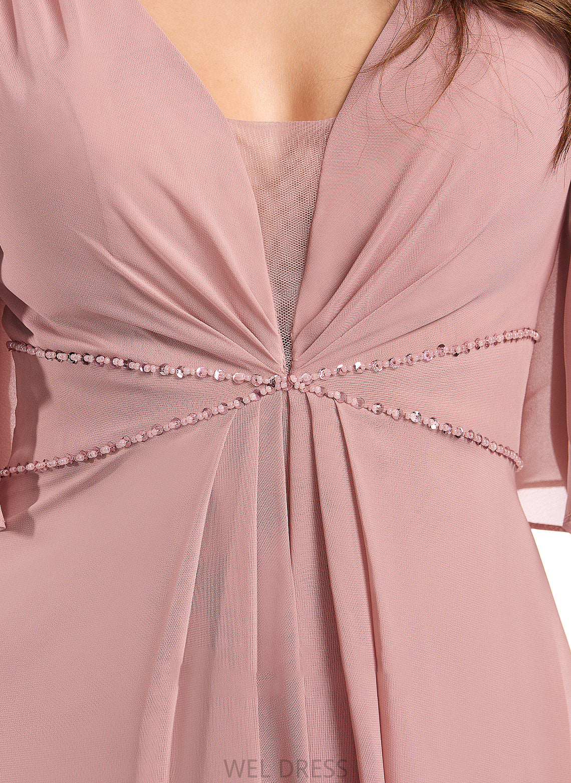 Length A-Line Fabric Straps V-neck Floor-Length Silhouette Neckline Hannah Floor Length Sleeveless V-Neck