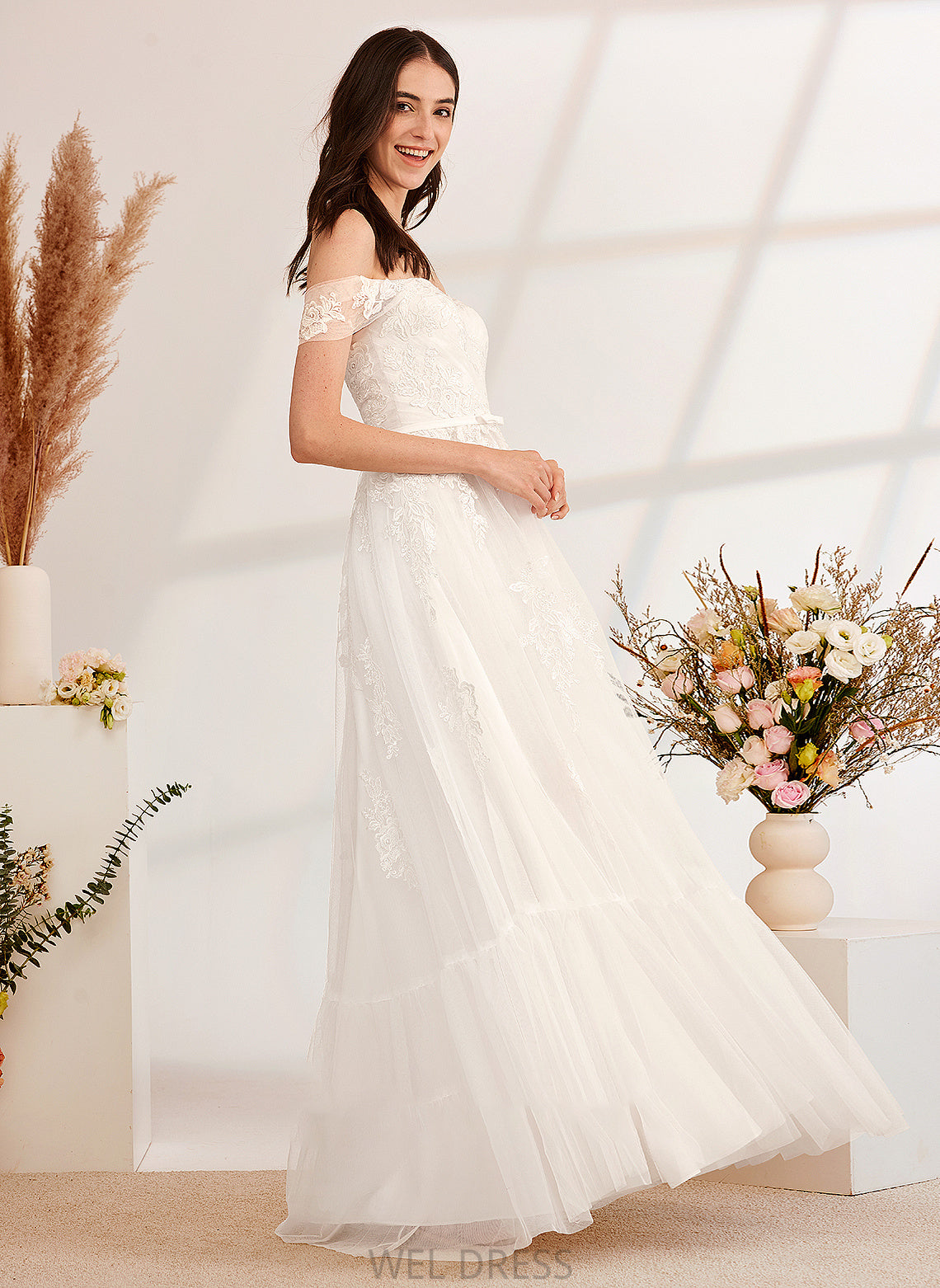 Wedding Dresses Dress A-Line Raegan Sequins Beading Wedding Floor-Length Off-the-Shoulder With