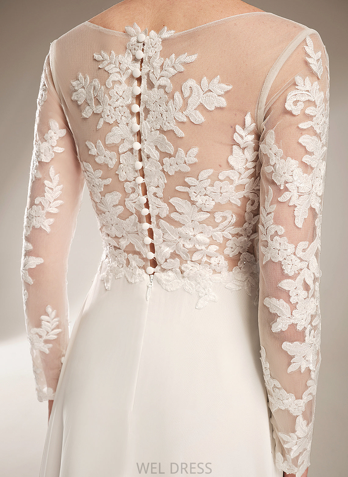 Floor-Length V-neck Front Split Dress A-Line Wedding Wedding Dresses Alexandra With