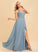 A-Line Length SplitFront V-neck Floor-Length Fabric Lace Silhouette Neckline Embellishment Daisy Floor Length Bridesmaid Dresses