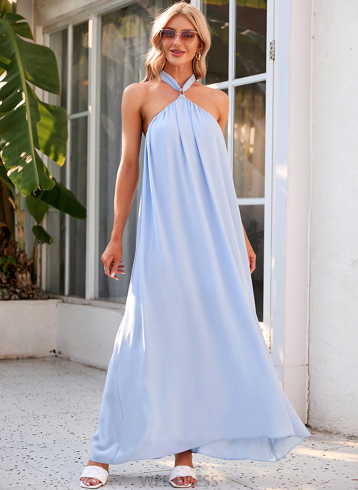 Length Silhouette Fabric Halter Ankle-Length Straps A-Line Neckline Dahlia Natural Waist Floor Length Scoop Bridesmaid Dresses