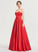 Sequins Floor-Length Ball-Gown/Princess Satin Laila Sweetheart Pockets With Prom Dresses Beading