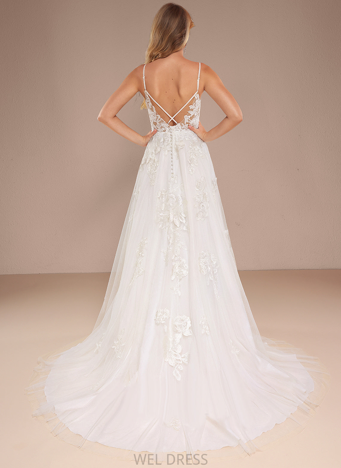 Dress Ball-Gown/Princess Lace Train Wedding Dresses Wedding With Greta Tulle V-neck Court Sequins