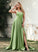 Neck Front Train Sweep Scoop Split Satin Prom Dresses Ansley With A-Line
