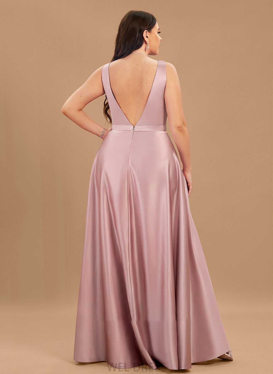 Prom Dresses Floor-Length Ball-Gown/Princess Jimena V-neck Pockets Satin With