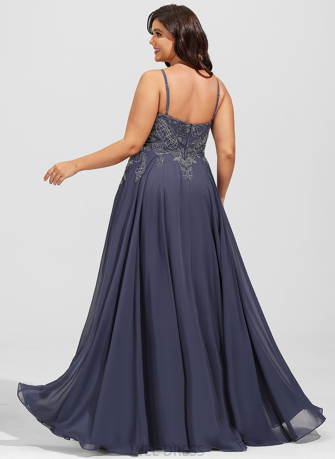 Floor-Length A-Line Sequins Prom Dresses Scoop With Chiffon Lace Amiah