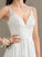 With Beading Chiffon Split Wedding Front Train Leah Wedding Dresses Sweep Sequins A-Line V-neck Dress