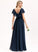 Front Chiffon Prom Dresses Split Aubrey Floor-Length Bow(s) Ruffles With A-Line Cascading V-neck