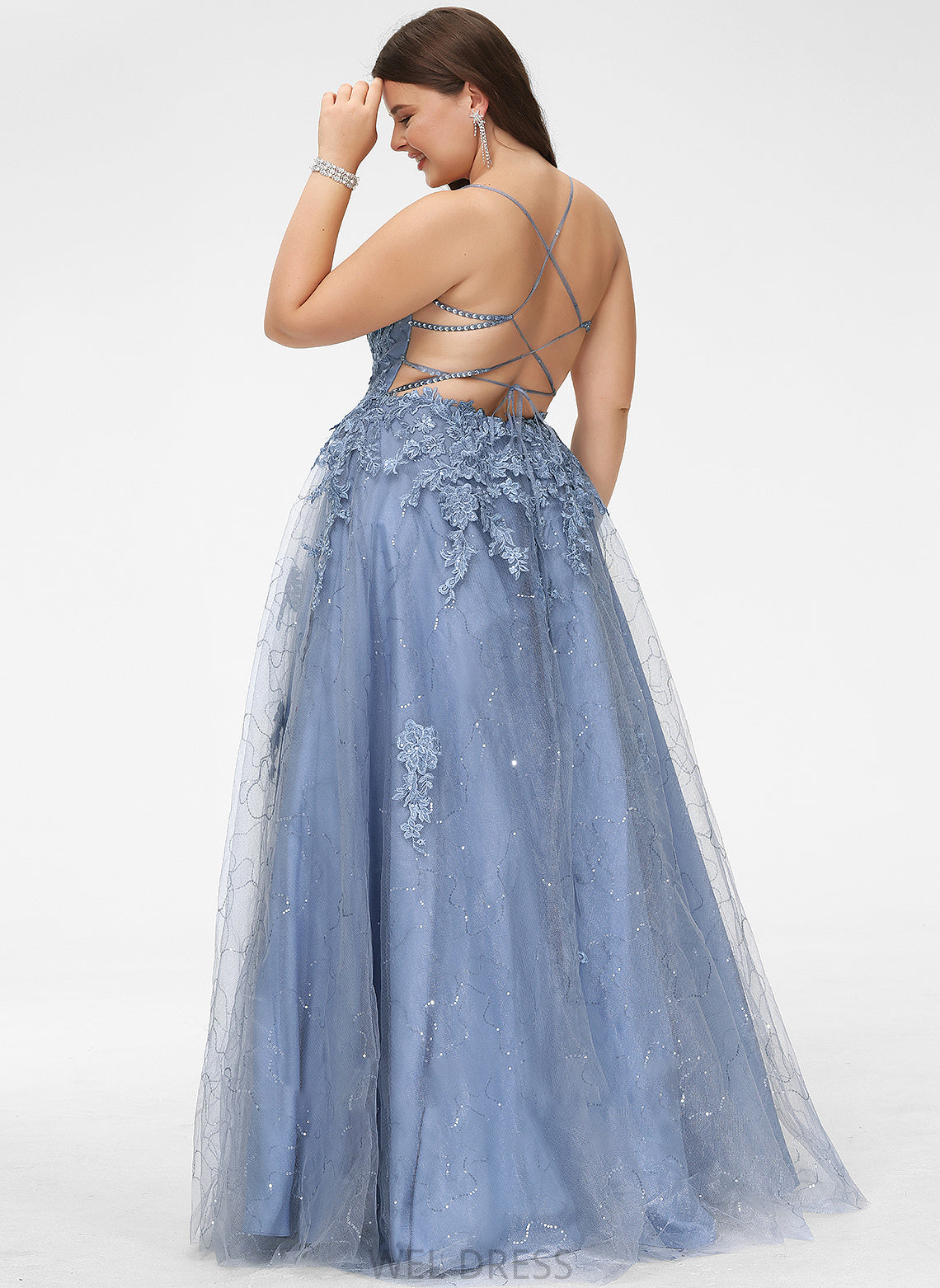 Neckline Floor-Length Prom Dresses Alyvia With Front Sequins Tulle Split Ball-Gown/Princess Square