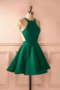 Backless Green Maryjane Homecoming Dresses With Pleats CD10623