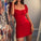 Puff Sleeves Short Homecoming Dresses Luna Red CD10839