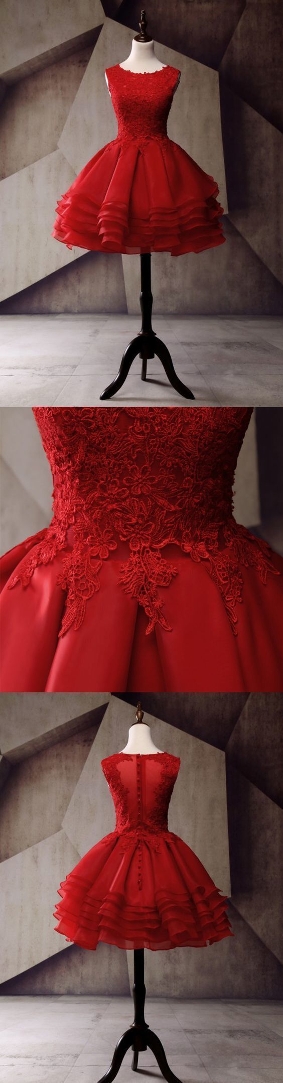 Homecoming Dresses Lace Giselle Applique Junior School Dress Red Graduation Dress CD1101