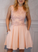 A-Line Liberty Satin Pink Homecoming Dresses Short With Applique CD1106