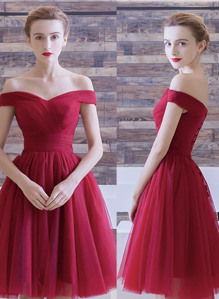 Red Tulle Homecoming Dresses Courtney Short Simple Party Dress CD11434