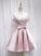 Lovely Pink Satin Lace Homecoming Dresses Karen CD11435