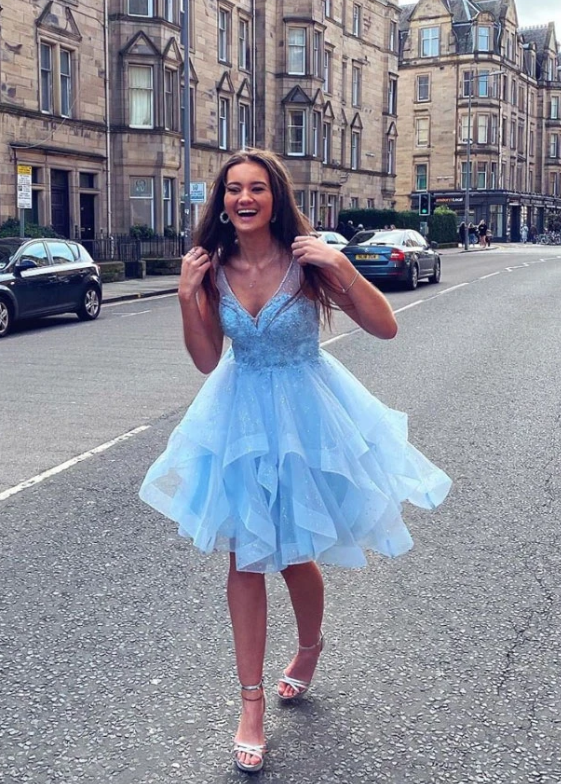 Blue Tulle Lace Homecoming Dresses Alexa CD11508