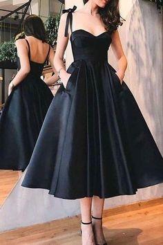 Straps Black Short Dresses With Pockets Saige Homecoming Dresses CD11825
