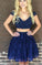 Blue Kyleigh , Homecoming Dresses Two Pieces , Beaded Lace CD14212