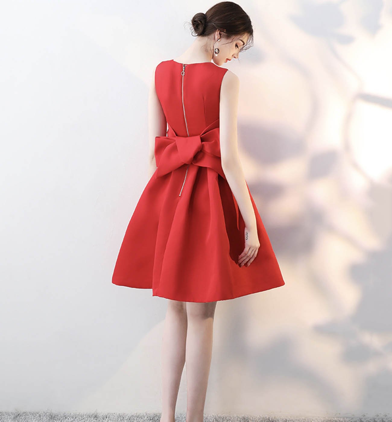 RED SATIN Homecoming Dresses Allisson SHORT CUTE PARTY DRESS CD16184
