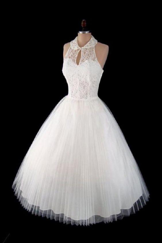 Elegant Turn-Down Collar Key Hole Sleeveless Tea-Length With Lace Miranda Homecoming Dresses CD1627
