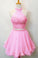 Two Piece , Homecoming Dresses Beaded Party Rebekah Dress, Pink Homecoming Gown CD1680