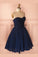 Ava Homecoming Dresses Great Blue Strapless Sweetheart Short Navy Blue Tulle CD1713