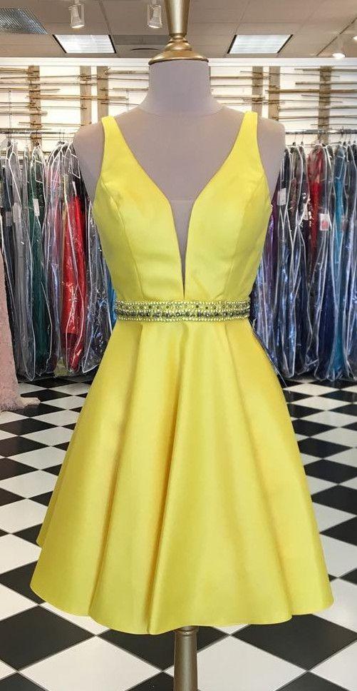Kaylen Homecoming Dresses Short Yellow Party Dresses CD1714