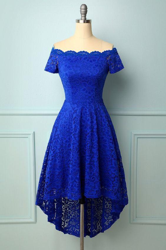 Off Shoulder Asymmetrical Homecoming Dresses Denise Royal Blue Dress CD17520