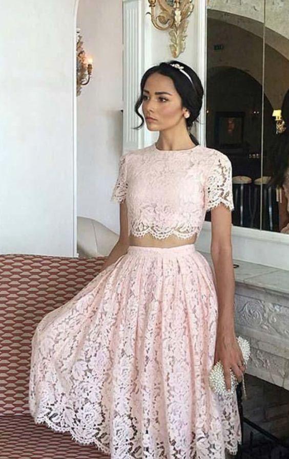Homecoming Dresses Parker Lace Pink Short CD17613