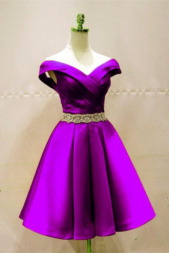 Short Purple Homecoming Dresses Aliyah Satin CD21754