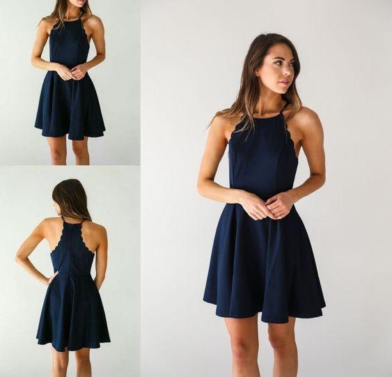 Cheap Comfortable Taylor Simple Homecoming Dresses , Short, Navy Blue CD223