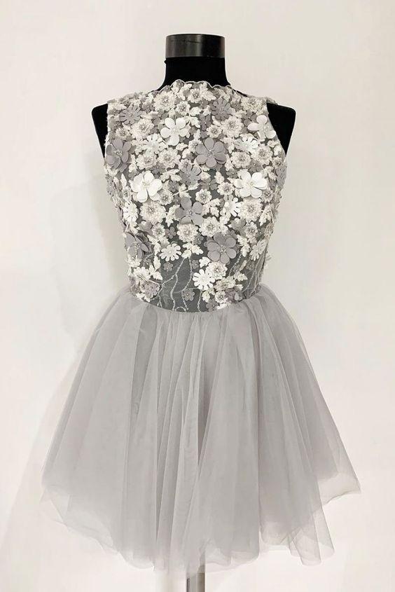 Zoey Homecoming Dresses Gray Tulle CD22489