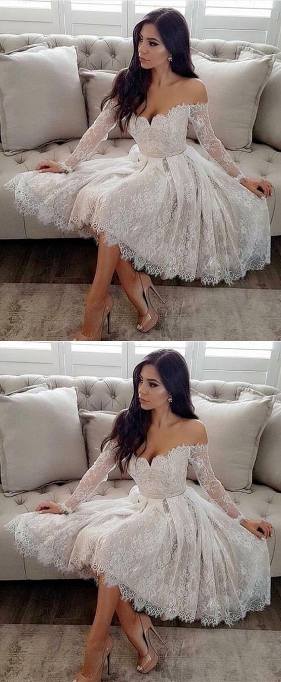 A-Line Off-The-Shoulder Long Jasmine Homecoming Dresses Sleeves CD226