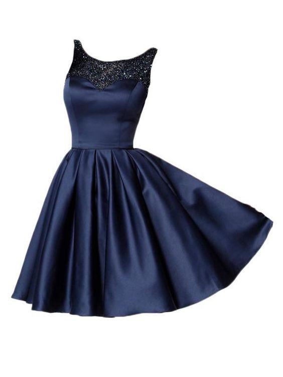 Sexy Backless Beaded Navy Short Cheap Janet Homecoming Dresses CD22735