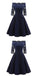 Perfect Navy Blue , Off The Brielle Shoulder Homecoming Dresses CD23148