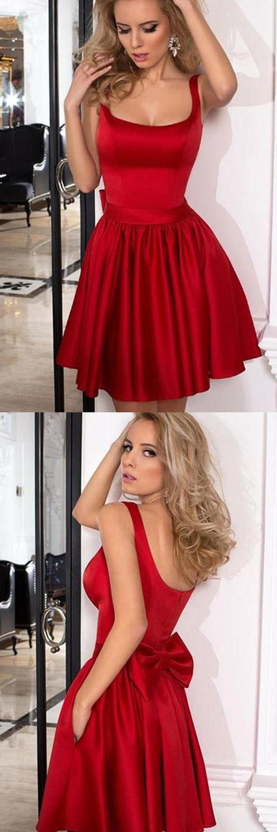 Fashion Straps Red Cute Homecoming Dresses Addison A Line CD241