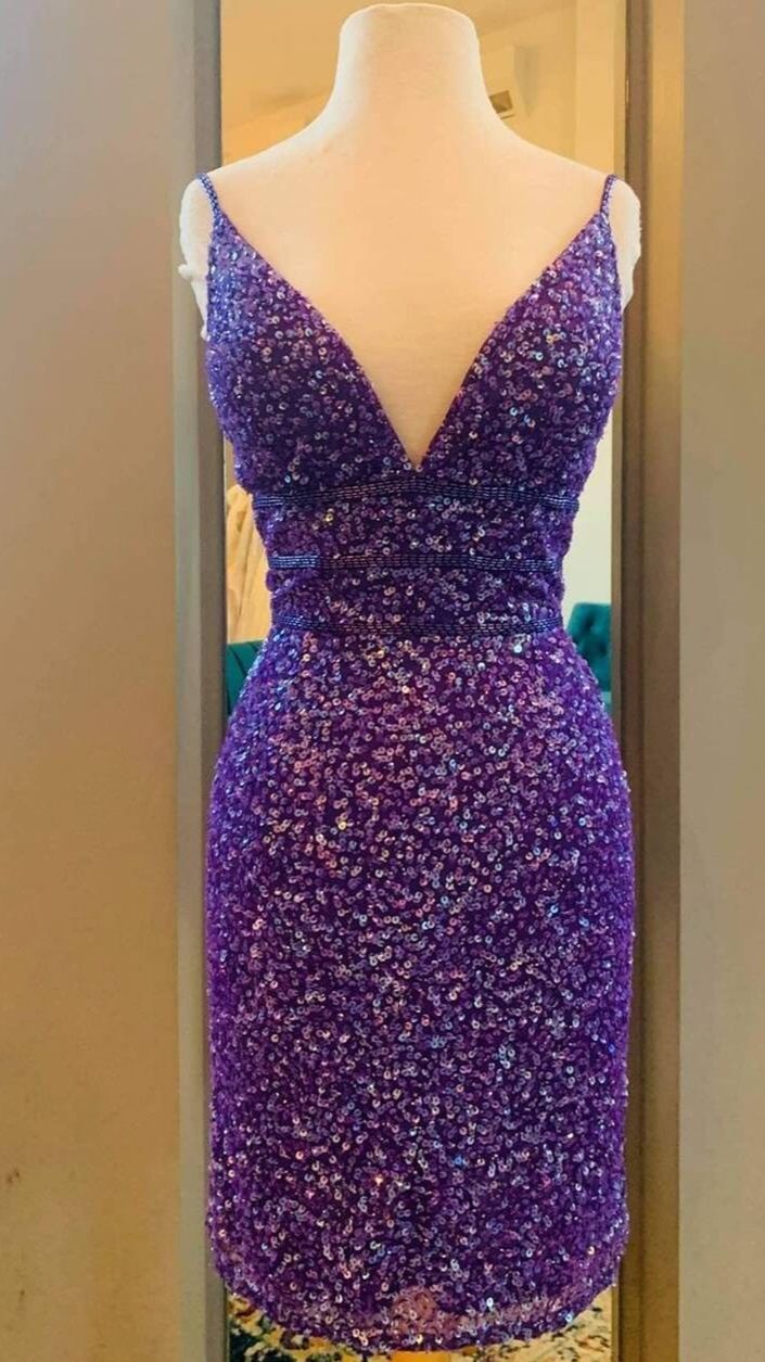 Homecoming Dresses Gracelyn Short Purple Sequin CD24184