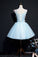 Princess Blue A-Line Short With Homecoming Dresses Isabela Flowers CD24332