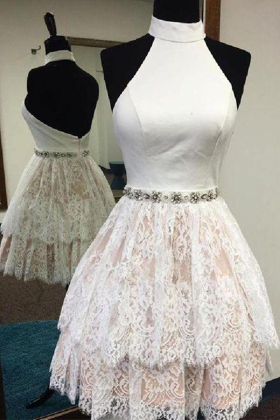 Lace White , Lace Penelope Homecoming Dresses CD2459