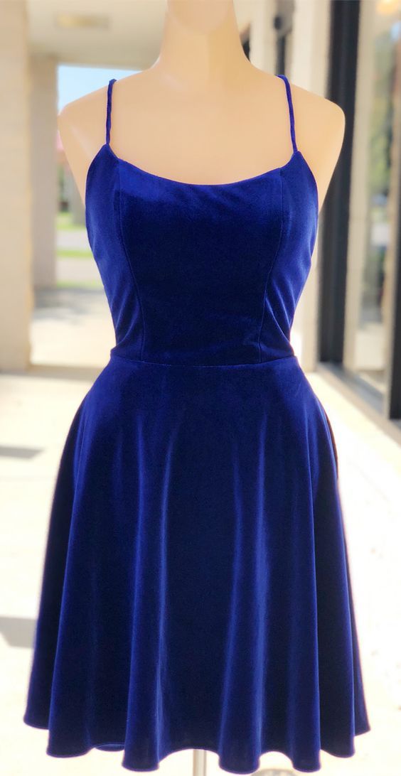 Simple Velvet Homecoming Dresses Royal Blue Jazmine Party Dress CD2591