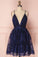 Navy Homecoming Dresses Blue , with Appliques Evangeline CD2783
