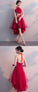 Halter Red Tulle Homecoming Dresses A-Line , Taylor Sleeveless Short homecoming Dresses CD285