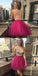 Modest Fuchsia V Neck Caylee Homecoming Dresses Short CD311
