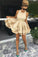 A-Line Crystal Party Dress, Homecoming Dresses Champagne , Sleeveless CD342