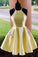 Formal yellow short Sylvia homecoming Homecoming Dresses dresses, chic homecoming dresses with embroidery CD3649