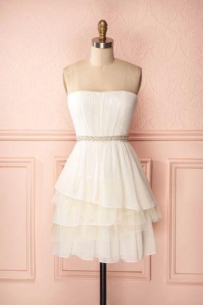 White Mattie , Mini Homecoming Dresses Short CD3760
