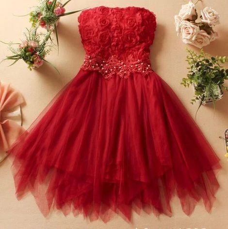 Charming Strapless Short Homecoming Dresses Chiffon Lilah With Appliques CD3813