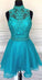 High Cadence Homecoming Dresses Neck Turquoise Short CD3919