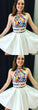 short homecoming dresses, high neck Homecoming Dresses floral Rebecca embroidery homecoming dresses CD4355