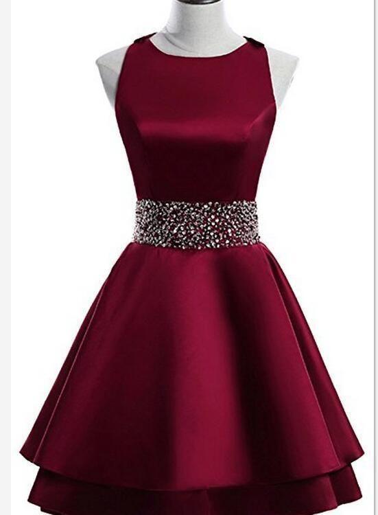 Homecoming Dresses Dark Red Satin , Elegant Alani CD4494